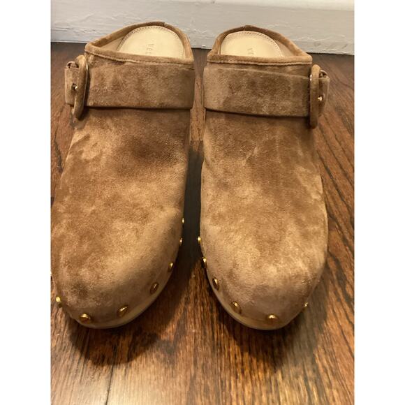 Veronica Beard NEW! Dacey Suede Clogs Platform Go-To Jean Heels Pecan Tan 10 - Picture 6 of 9
